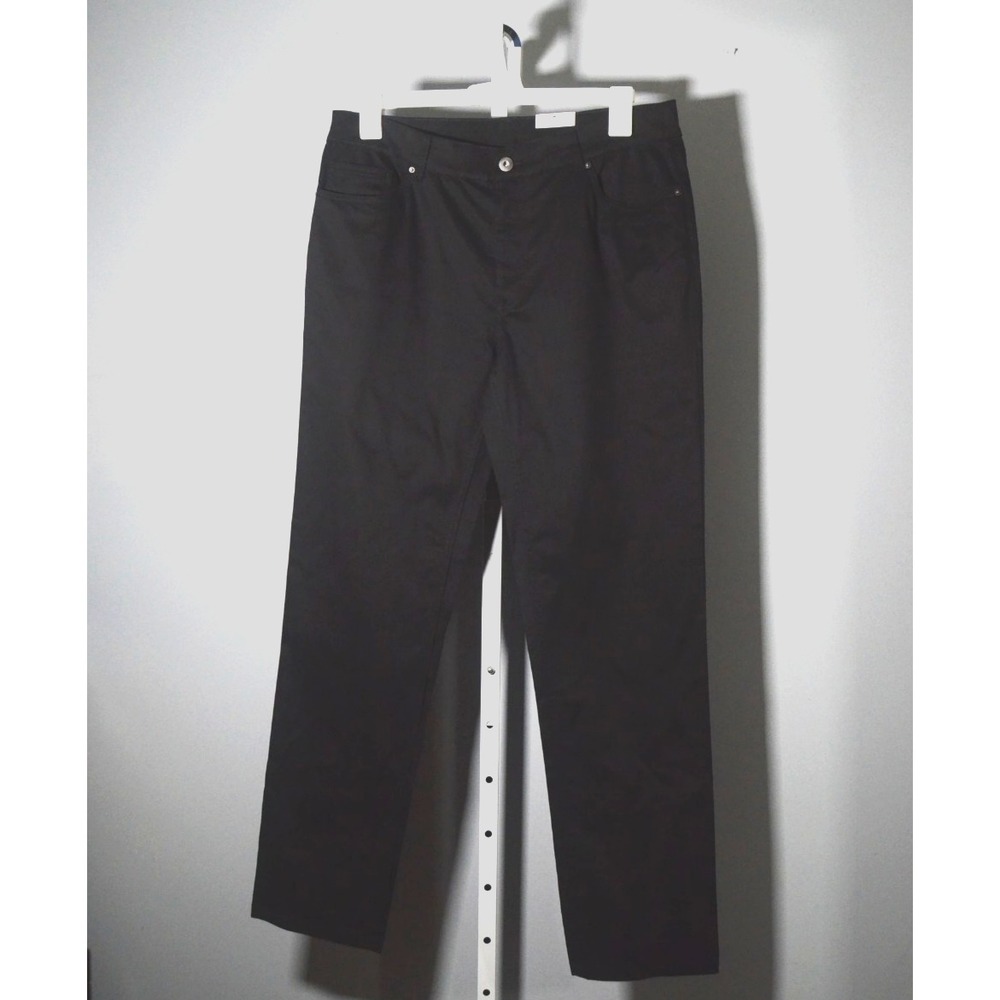 NEW George Men's 36x32 Black Chino Straight Leg Stretch Pants 5-Pocket Design